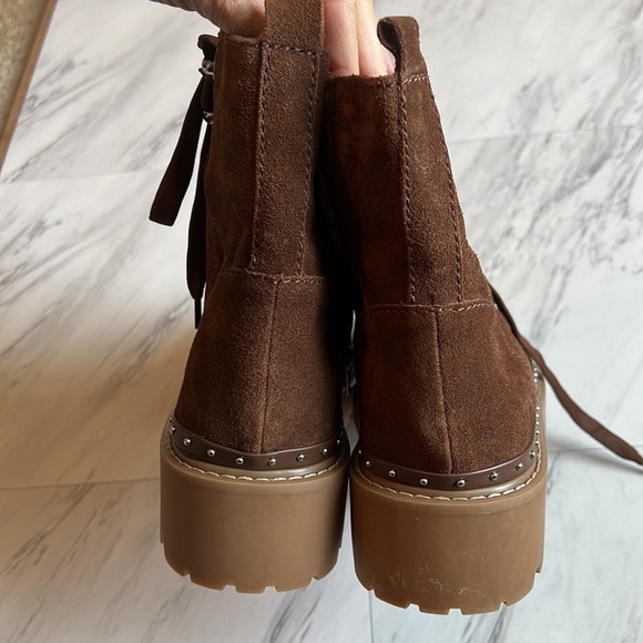 Steve Madden Rainier cognac suede leather platform lace up combat boots 10 - Picture 9 of 10